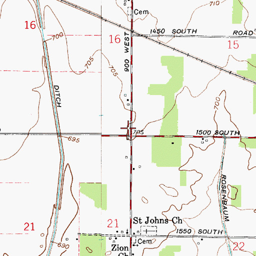 Topographic Map of Township of Cass, IN
