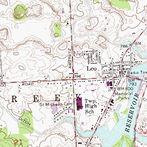 Topographic Map of Township of Cedar Creek, IN
