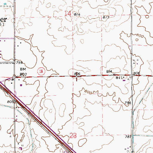 Topographic Map of Township of Center, IN