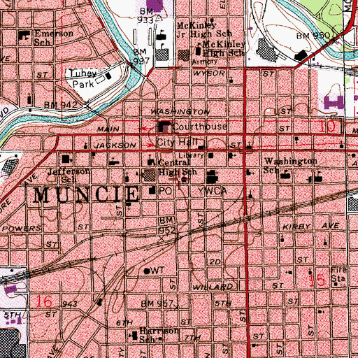 Topographic Map of Township of Center, IN