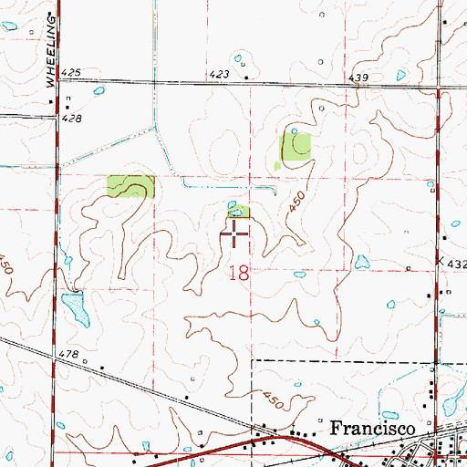 Topographic Map of Township of Center, IN