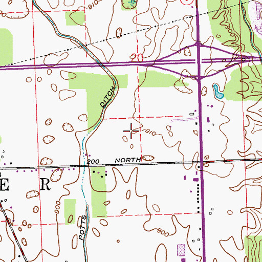 Topographic Map of Township of Center, IN