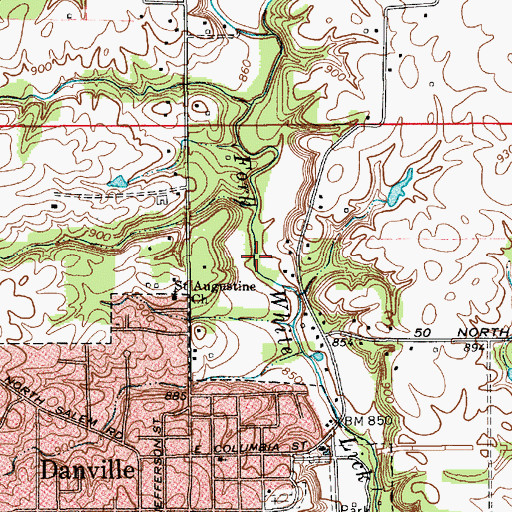 Topographic Map of Township of Center, IN