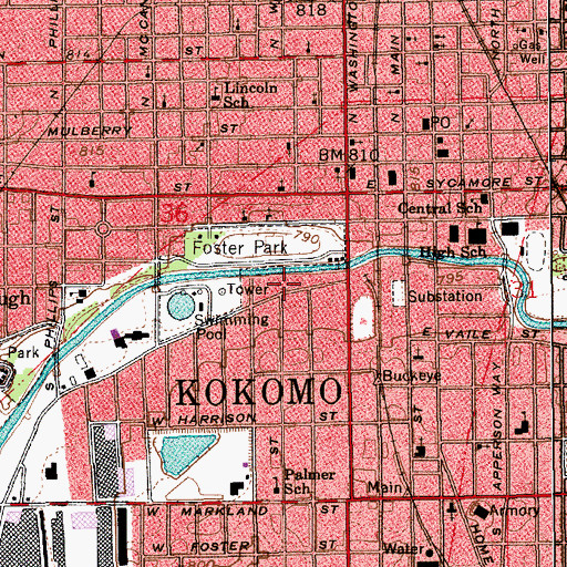 Topographic Map of Township of Center, IN