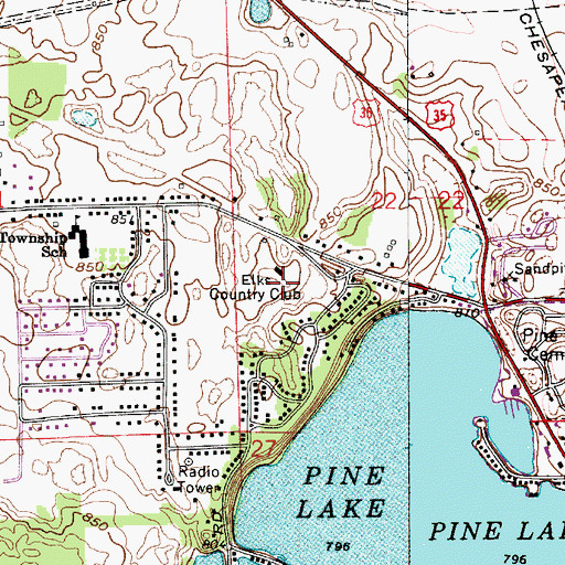 Topographic Map of Township of Center, IN