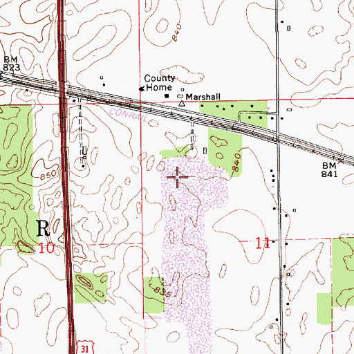 Topographic Map of Township of Center, IN