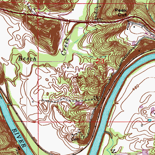 Topographic Map of Township of Center, IN
