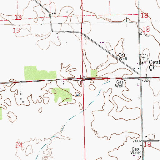 Topographic Map of Township of Center, IN