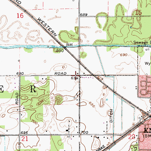 Topographic Map of Township of Center, IN
