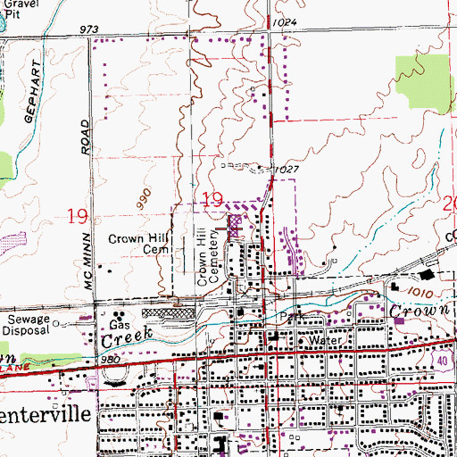 Topographic Map of Township of Center, IN