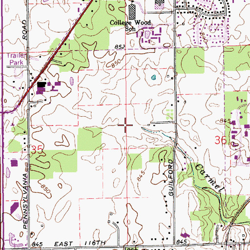 Topographic Map of Township of Clay, IN