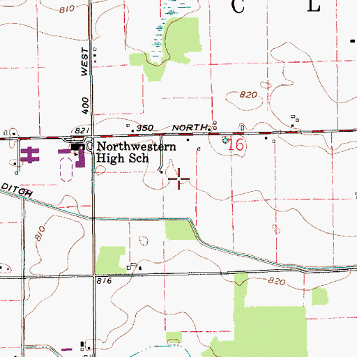 Topographic Map of Township of Clay, IN