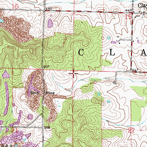 Topographic Map of Township of Clay, IN
