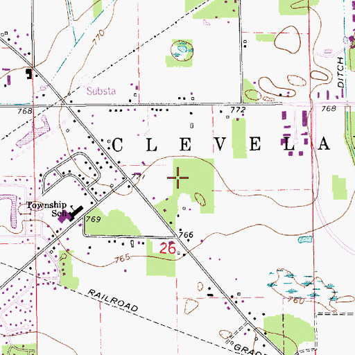 Topographic Map of Township of Cleveland, IN