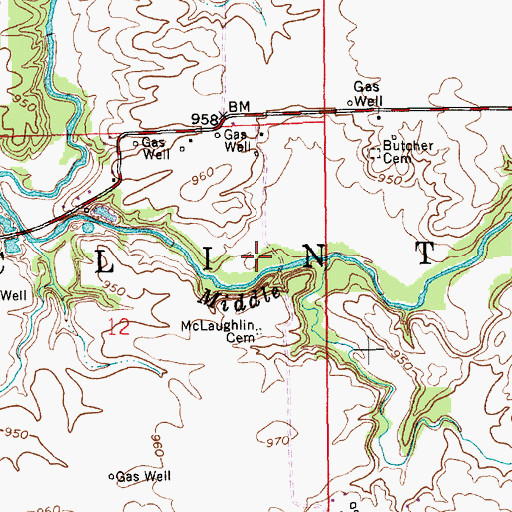Topographic Map of Township of Clinton, IN