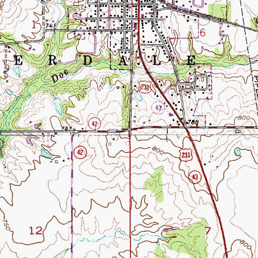 Topographic Map of Township of Cloverdale, IN