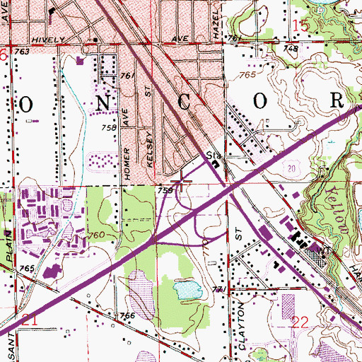 Topographic Map of Township of Concord, IN
