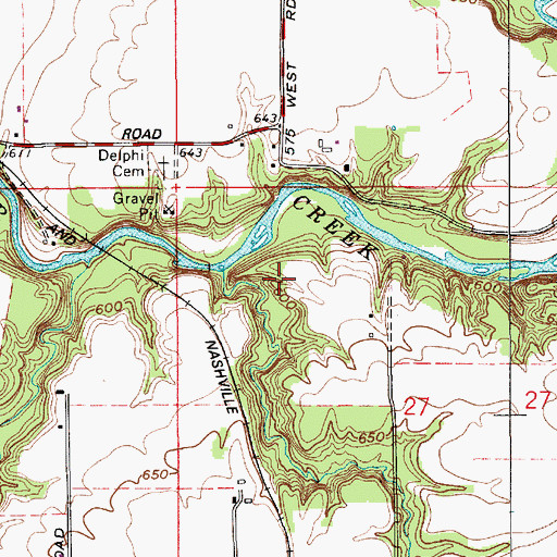 Topographic Map of Township of Deer Creek, IN