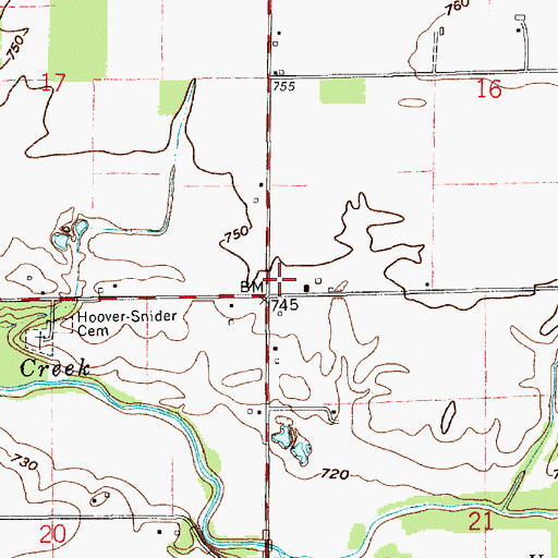 Topographic Map of Township of Deer Creek, IN
