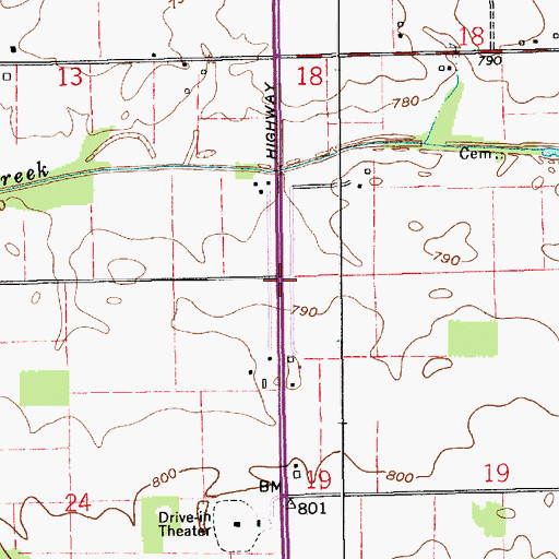 Topographic Map of Township of Deer Creek, IN