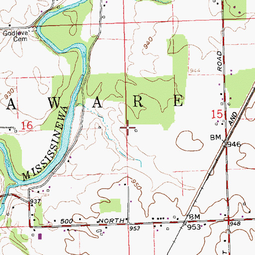Topographic Map of Township of Delaware, IN