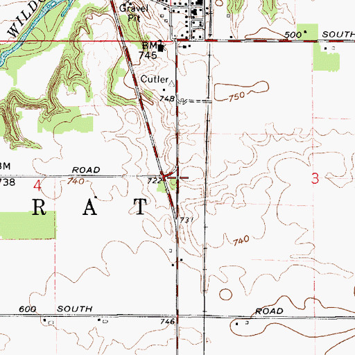 Topographic Map of Township of Democrat, IN