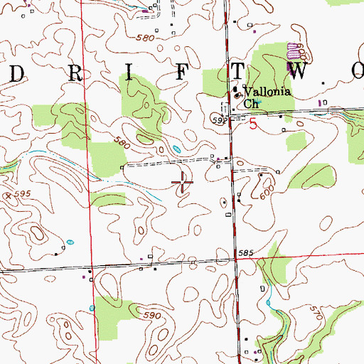 Topographic Map of Township of Driftwood, IN