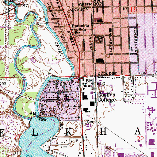 Topographic Map of Township of Elkhart, IN