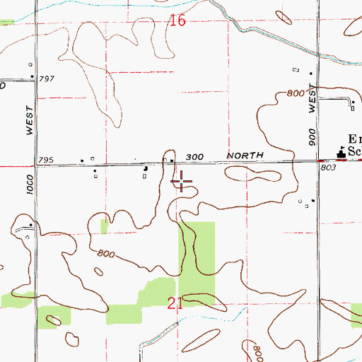 Topographic Map of Township of Ervin, IN