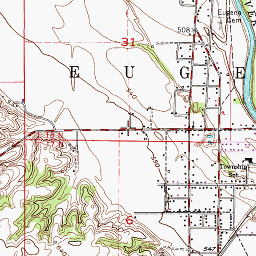 Topographic Map of Township of Eugene, IN