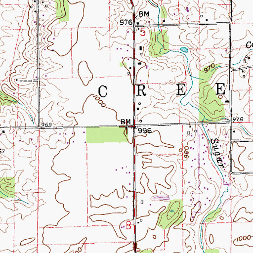 Topographic Map of Township of Fall Creek, IN