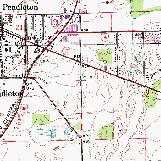 Topographic Map of Township of Fall Creek, IN