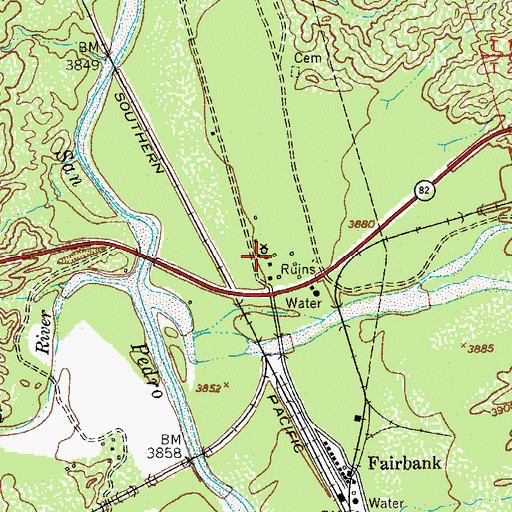 Topographic Map of Fairbank (historical), AZ