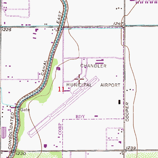 Topographic Map of Chandler Municipal Airport, AZ