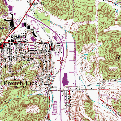 Topographic Map of Township of French Lick, IN