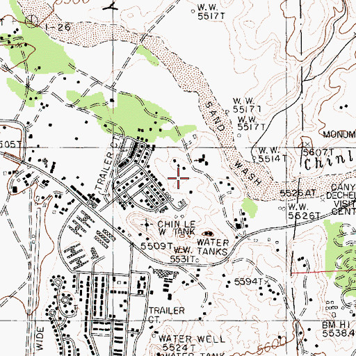 Topographic Map of Chinle Airport (historical), AZ