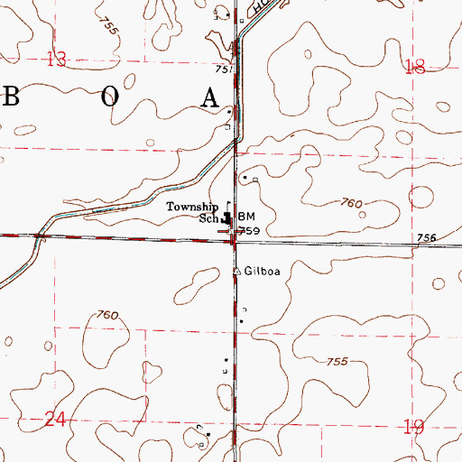 Topographic Map of Township of Gilboa, IN