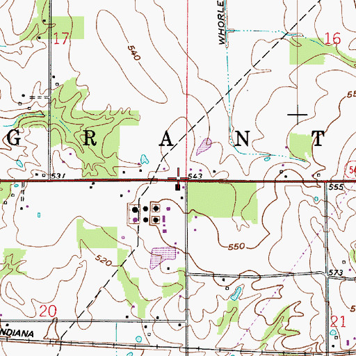 Topographic Map of Township of Grant, IN