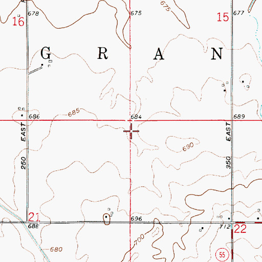 Topographic Map of Township of Grant, IN