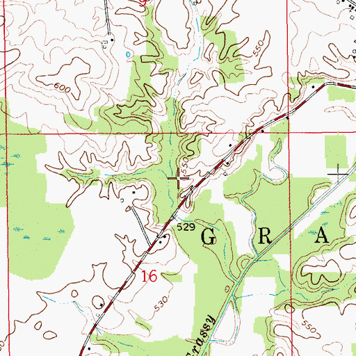 Topographic Map of Township of Grassy Fork, IN