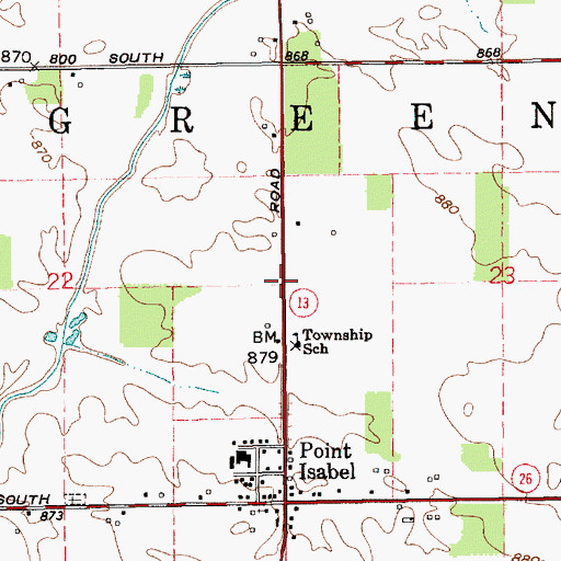 Topographic Map of Township of Green, IN
