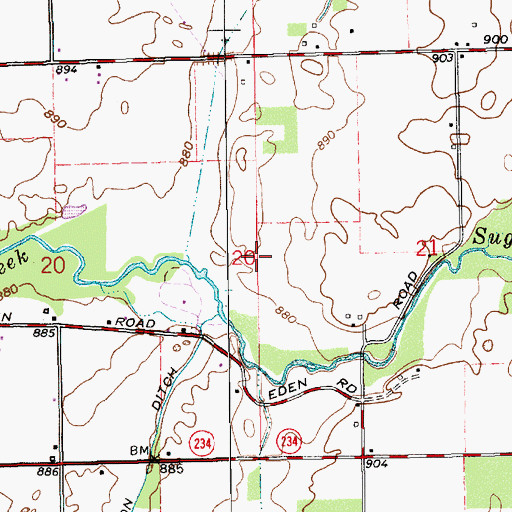 Topographic Map of Township of Green, IN