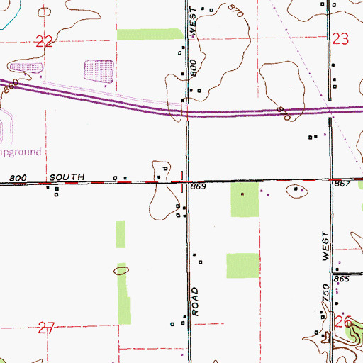 Topographic Map of Township of Green, IN