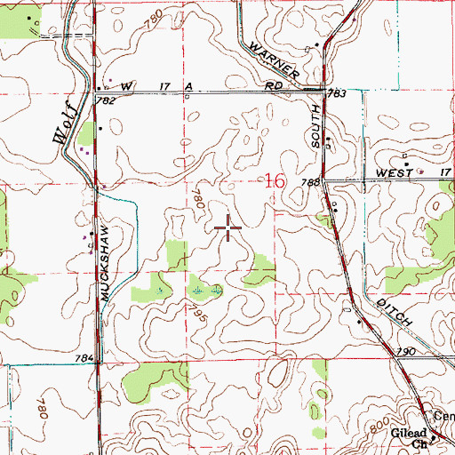 Topographic Map of Township of Green, IN