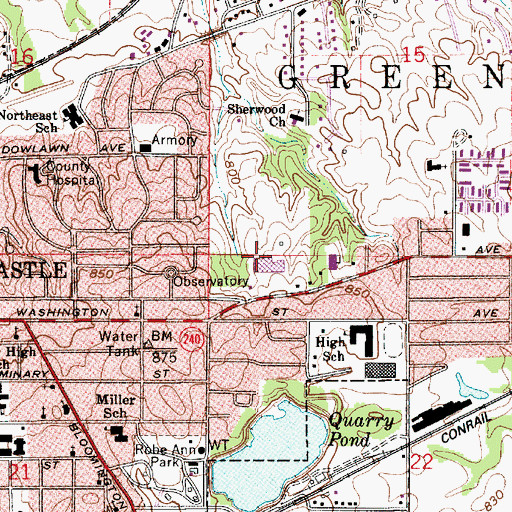 Topographic Map of Township of Greencastle, IN