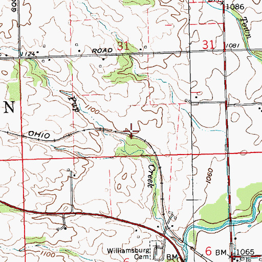 Topographic Map of Township of Green, IN