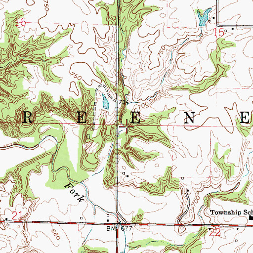 Topographic Map of Township of Greene, IN