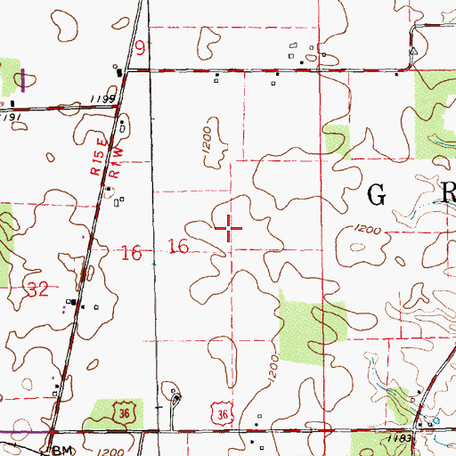 Topographic Map of Township of Greensfork, IN