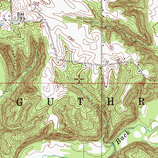 Topographic Map of Township of Guthrie, IN