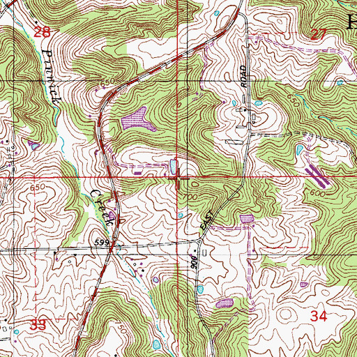Topographic Map of Township of Hall, IN
